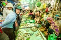 Khmer woman is startled by the unexpected photographer at her fa Royalty Free Stock Photo